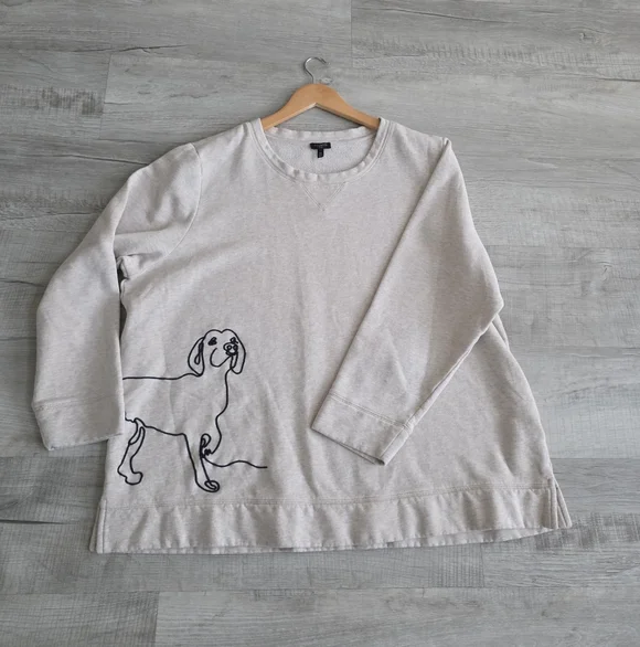 Talbots CREWNECK SWEATSHIRT - EMBROIDERED DOG Size 3X - Picture 4 of 8